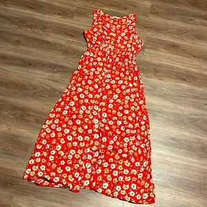 V-neck A-line Dress with Elastic Waist